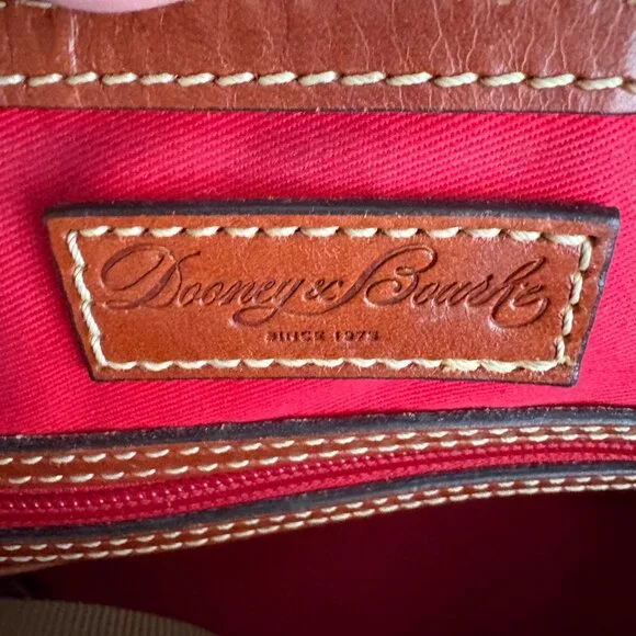 Dooney & Bourke Dome Tan/Brown Satchel Shoulder Bag Cross Body Pebbled Leather